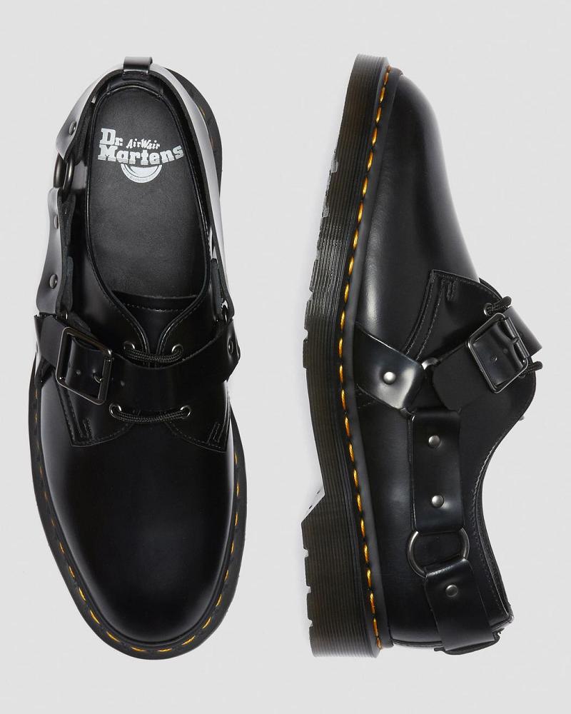 Zapatos Con Hebilla Dr Martens Henree Polished Smooth Cuero Hombre Negros | MX 235SGL